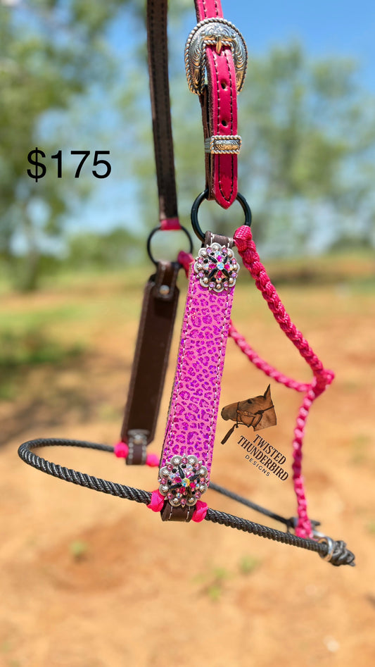  Pink cheetah halter