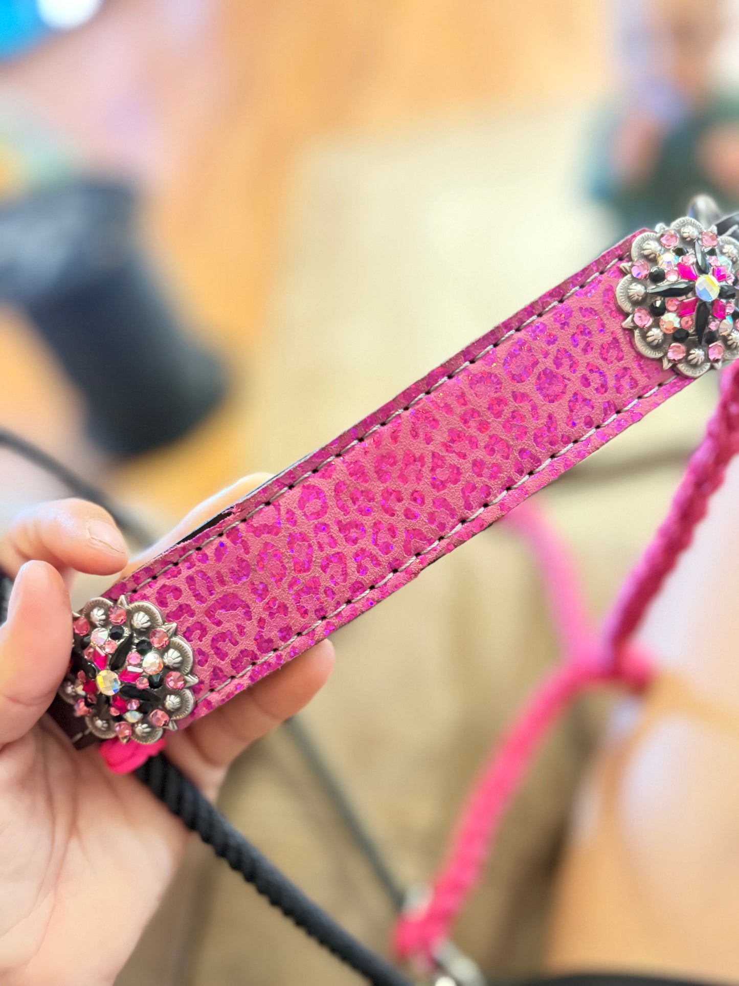￼ Pink cheetah halter